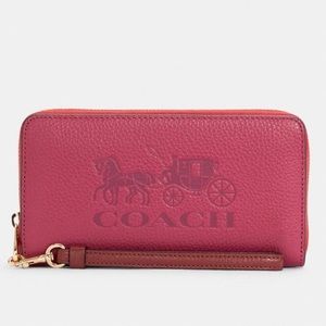 NWT COACH C5889 Long Zip Around Wallet In Colorblock With Horse And Carriage